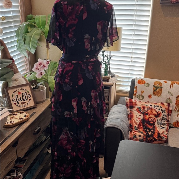 SLNY Black and Purple Floral Maxi Dress - Picture 2 of 5
